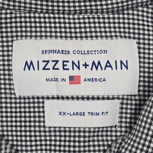 Mizzen Main Shirt Mens XXL Black White Check Button Spinnaker Trim Fit‎ Office - Picture 5 of 11
